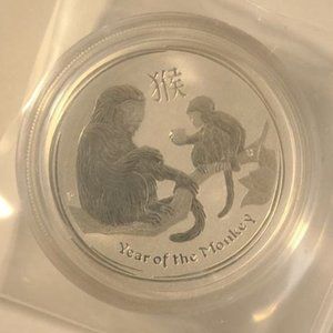 2016 Australia Year Of The Monkey 1/2 oz Silver 0.999 With Plastic Capsule